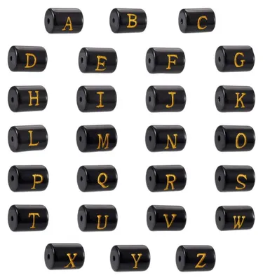 Immagine prodotto di 26 perline di vetro con l'alfabeto, con lettere dorate da A a Z, ideali per la creazione di gioielli fai-da-te