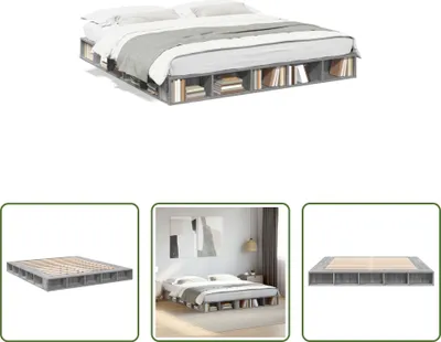 Produktbild von The Living Store Bettgestell Grau Sonoma 180x200 cm Holzwerkstoff