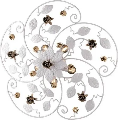 Image de Bella Plafonnier Shabby En Fer Laqué Blanc 5 Lumières H.22 D.65 Bl196-Pl5-Bco