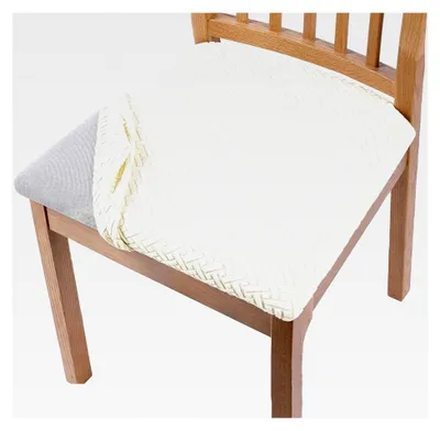Produktbild von Sitzbezüge 2er Set, Stuhlbezug für Sitzfläche, Hochdehnbarer Esszimmerstuhlbezug, Abwaschbarer Schonbezug für Esszimmerstühle, Stretch-Stuhlüberzug für Esszimmer und Küche, Beige