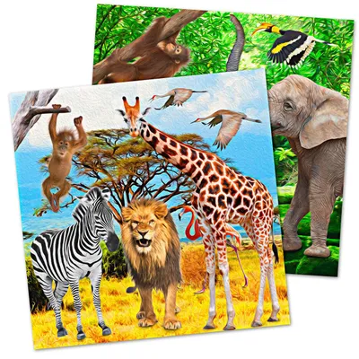 Obrázok produktu pre Servietten Safari Party 33x33cm, 20 Stück, Kindergeburtstag Mottoparty