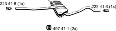 Produktbild von ERNST 123242 Mittelschalldämpfer Schalldämpfer für VW PASSAT Variant (3B6) PASSAT (3B3)
