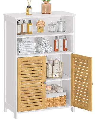 Produktbild von Badezimmerschrank mit Bambustür DJ504043_1, 60 x 30 x 100 cm, weiß