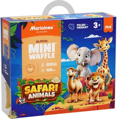 Produktbild von MARIOINEX | Konstruktionsspielzeug - Mini WaffelnSafari Tiere - 100 Teile - Kreatives Lernen - Ab 3 Jahren