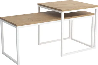 Produktbild von FURNLUX Couchtisch Tony Beige Und Weiss 50cm / Hauptfarbe: Beige / Abmessungen: 50 x 50 x 50 cm