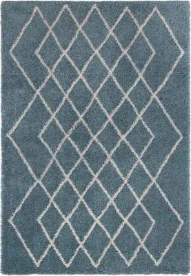 Zdjęcie produktu dla Niebiesko kremowy dywan do salonu, gruby dywan shaggy, wzór boho 80x150 cm