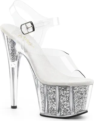 Produktbild von ADORE-708G Damen Sandale von Pleaser, Transparent Silber , EU 37, US 7