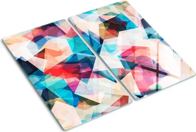 Obrázek produktu pro Kryt varné desky – Kryt na indukční desku – Ochranná skleněná deska – 2x30x52 cm– Skleněné ochranné desky na sporák –Tvrzené sklo –Mozaiková abstrakce