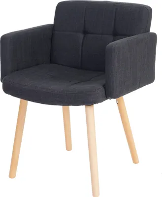 Produktbild von Esszimmerstuhl Orlando II, Stuhl Küchenstuhl, Retro-Design Textil, dunkelgrau