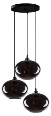 Image de Suspension Luminaire en métal et verre fumé Ø61 cm hauteur 120 cm 3 lumières E27 40 W IP20 réglable