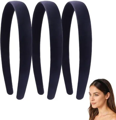 Immagine prodotto di Fasce per capelli in raso - Nero - Set da 3