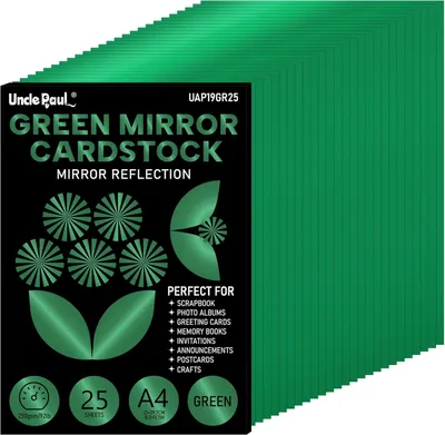 Produktbild von A4 Weihnachtsgrüne Spiegelfolie, 25 Blätter, 250gsm Folienlaminat, für Basteln