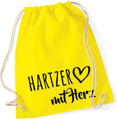 Produktbild von Huuraa Turnbeutel Hartzer mit Herz 12 Liter Yellow Baumwolle Rucksack Geschenkidee