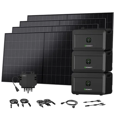Produktbild von Powerness® Balkonkraftwerk mit Speicher 6144Wh 3x NOAH 2000 Speicher mit 800W Wechselrichter und LONGI 2100W BC Bifazial Solarmodule 0% VAT