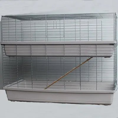 Produktbild von XXL 1,20 m grau doppel Hasenkäfig Meerschweinchenkäfig Kaninchen- und Meerschweinchenheim