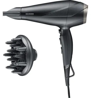 Image de Sèche-Cheveux Ionique Professionnel SEVERIN HT 0167, 2300W, 3 Températures, Diffuseur & Concentrateur, Noir