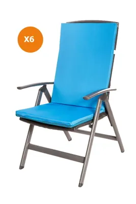 Produktbild von Stuhlkissen 6er set | Sitzkissen 110x47x4cm Blau | sitzkissen gartenmöbel Polsterauflage Auflage für Stühle | stuhlkissen outdoor