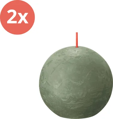 Produktbild von Bolsius - Rustikale Kugelkerze - Ø76mm - Frische Olive - Vorteilspack - 2 Stücke