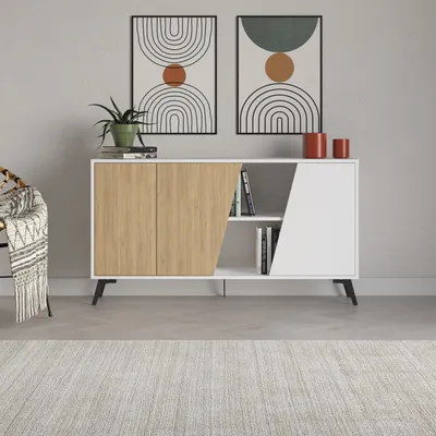 Obrázok produktu pre Komoda Houseland FIONA 150 cm biela/safiánový dub