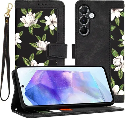 Produktbild von Techsuit FlipCraft Book Wallet Klapphülle mit Kabel für Samsung Galaxy A55 - Flowers of the Dawn