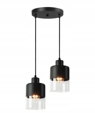 Zdjęcie produktu dla Lampa Sufitowa Wisząca Żyrandol Dual Glass 568-EZ2 LED E27 Black Edition
