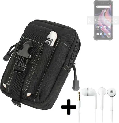 Produktbild von K-S-Trade Gürteltache + Kopfhörer kompatibel mit UMIDIGI Bison GT2 Pro Gürtel Tasche Holster Schutz Hülle Handy Hülle  schwarz inkl. Extrafächer