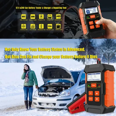 Produktbild von KONNWEI KW520 12V 24V Autobatterie Tester Ladegerät und Batterie Reparatur Werkzeug 3 in 1 Diagnose Scanner 100-2000CCA Batterie Tester