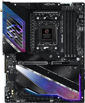 Produktbild von ASRock Phantom Gaming X870E NOVA WiFi - Motherboard - ATX - Socket AM5 - AMD X870E Chipsatz - USB4, USB 3.2 Gen 1, USB 3.2 Gen 2, USB-C 3.2 Gen 2x2 - 5 Gigabit Ethernet, Wi-Fi 7, Bluetooth - Onboard-Grafik (CPU erforderlich)