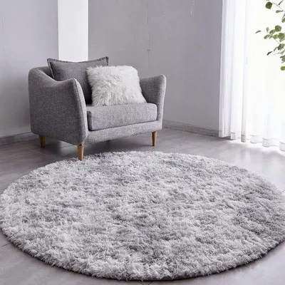 Produktbild von Famanu Teppich 100x100 cm - Weich, Antirutsch, Pflegeleicht - Hellgrau