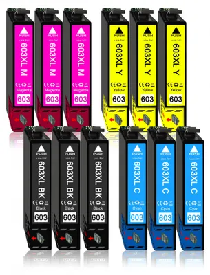 Produktbild von 12er Sparpack ersetzt Epson 603XL (603) Druckerpatronen im Multipack
