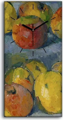 Produktbild von Leinwand Uhr Küche Wohnzimmer Bild Geräuschlos Kunstdruck 30x60 Äpfel - schwarze Hände