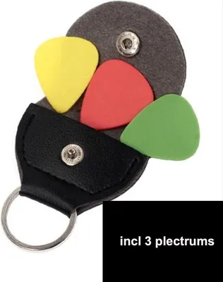 Produktbild von CHPN - Plektrumtasche - Plektren - Plektrum-Schlüsselanhänger - Gitarrenzubehör - Plektrumhalter - Inkl. 3 Plektren – Kunstleder – Schwarz