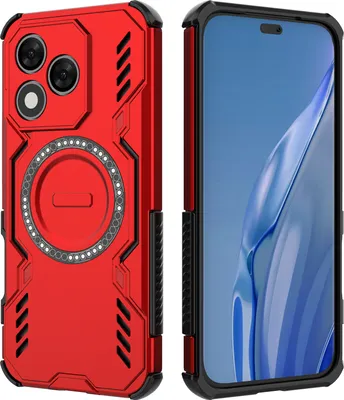 Produktbild von Magnetisch Hülle für Honor 400 Lite, Hybrid PC TPU Bumper Stoßfestes Loch Wärmeableitung Handyhülle Rot