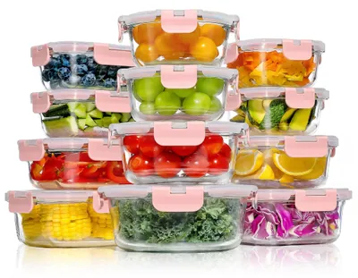 Image de YASHE Boîtes en verre LN-12PCS-Pink, 12 pièces, 6,75 L