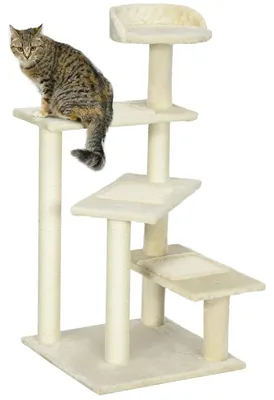 Produktbild von Kratzbaum Mit Sisalsäulen, Katzenkratzbaum, Katzen Kletterbaum, Katzenbaum, Beige, 50 X 50 X 100 Cm
