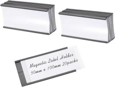 Produktbild von Magnetische Labelhalter, 10 x 5 cm, 20 Stück, wiederverwendbar für Metallflächen
