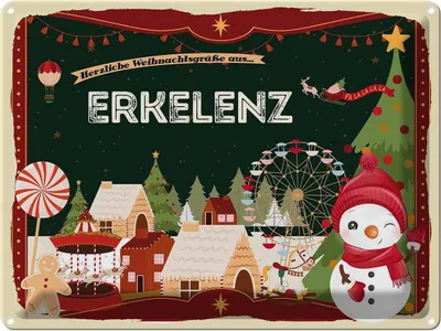 Produktbild von vianmo Blechschild 30x40 cm Weihnachtsgrüße aus Erkelenz Weihnachten