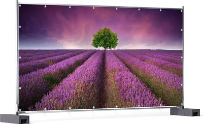 Produktbild von Wallario XXL Outdoor-Poster für Garten oder Balkon, Motiv Lila Blumenfeld, in ca. 340 x 173 cm