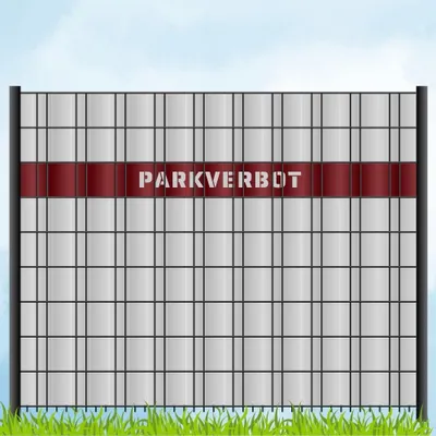 Produktbild von zaun|zu Sichtschutzstreifen mit Laser Beschriftung "PARKVERBOT" Doppelstab Bordeauxrot 2,55m