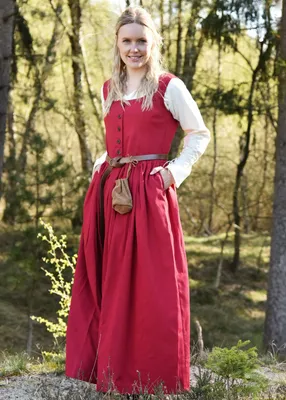 Produktbild von Ärmelloses Mittelalterkleid, Trägerkleid Lene, rot : S Größe: S