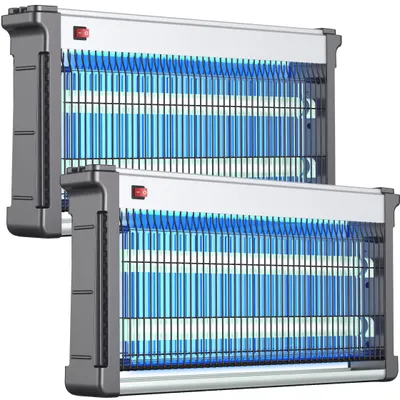 Produktbild von 2er-Set Profi-LED UV-Insektenvernichter (bis 80m²), Alu-Rahmen - Zuverlässiger Fliegenvernichter für Gastronomie, Terrasse & Haushalt, ungiftig
