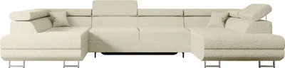 Produktbild von ALTDECOR Ecksofa in U-Form mit Schlaffunktion und Bettkasten GUSA-U - 342x202x107 cm Beige - Corner Sofa Bett Eckcouch Couch L-Form Schlafcouch Ausziehbar Wohnlandschaft Schlafsofa Cauchsofa