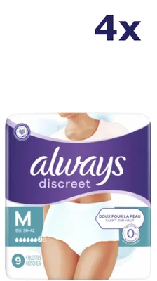 Produktbild von 4x Always Discreet Slips, Größe M (36–42)