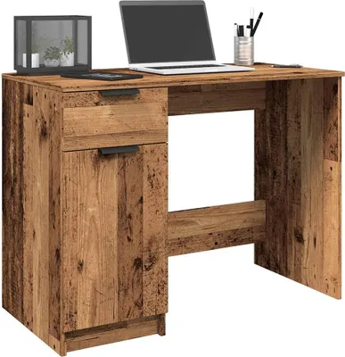 Image de vidaXL Bureau aspect bois ancien 100x50x75 cm Bois composite