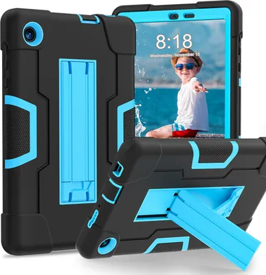 Immagine prodotto di Custodia per TCL Tab 8 LE (9137w) /Tab 8 WiFi (9132x), Custodia protettiva ibrida antiurto a tre strati con supporto nero blu