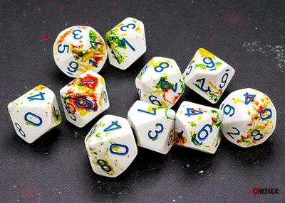 Immagine prodotto di Set di dadi Chessex D10 blu per giochi e giochi di ruolo
