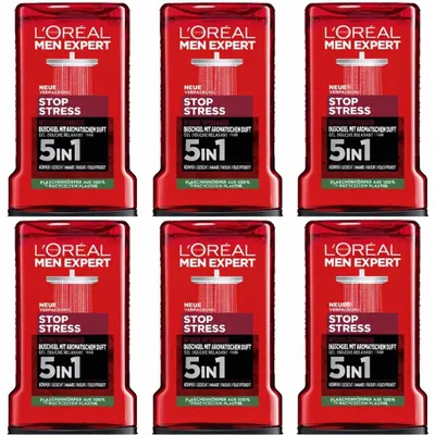 Produktbild von 6x 250 ml L'Oreal Men Expert Stop Stress mit aromatischem Duft 5in1 Duschgel