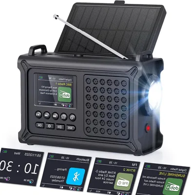 Obrázok produktu pre Prenosná núdzová rádiopríjimač – DAB FM – pre núdzové situácie – batéria 12000 mAh – vodotesnosť IPX6 – čierna