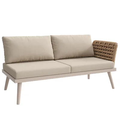 Produktbild von Flieks Gartenmöbel-Sets 6 Sitzer, Gartenlounge-Set mit 2 Gartentischen, Balkonmöbelset mit handgeflochtenen Armlehnen, Sofagarnitur Beige