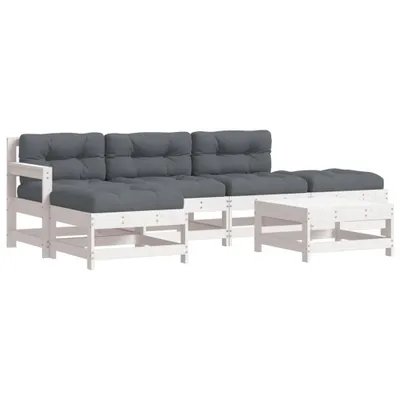 Produktbild von vidaXL 6-tlg. Garten-Lounge-Set mit Kissen Weiß Massivholz